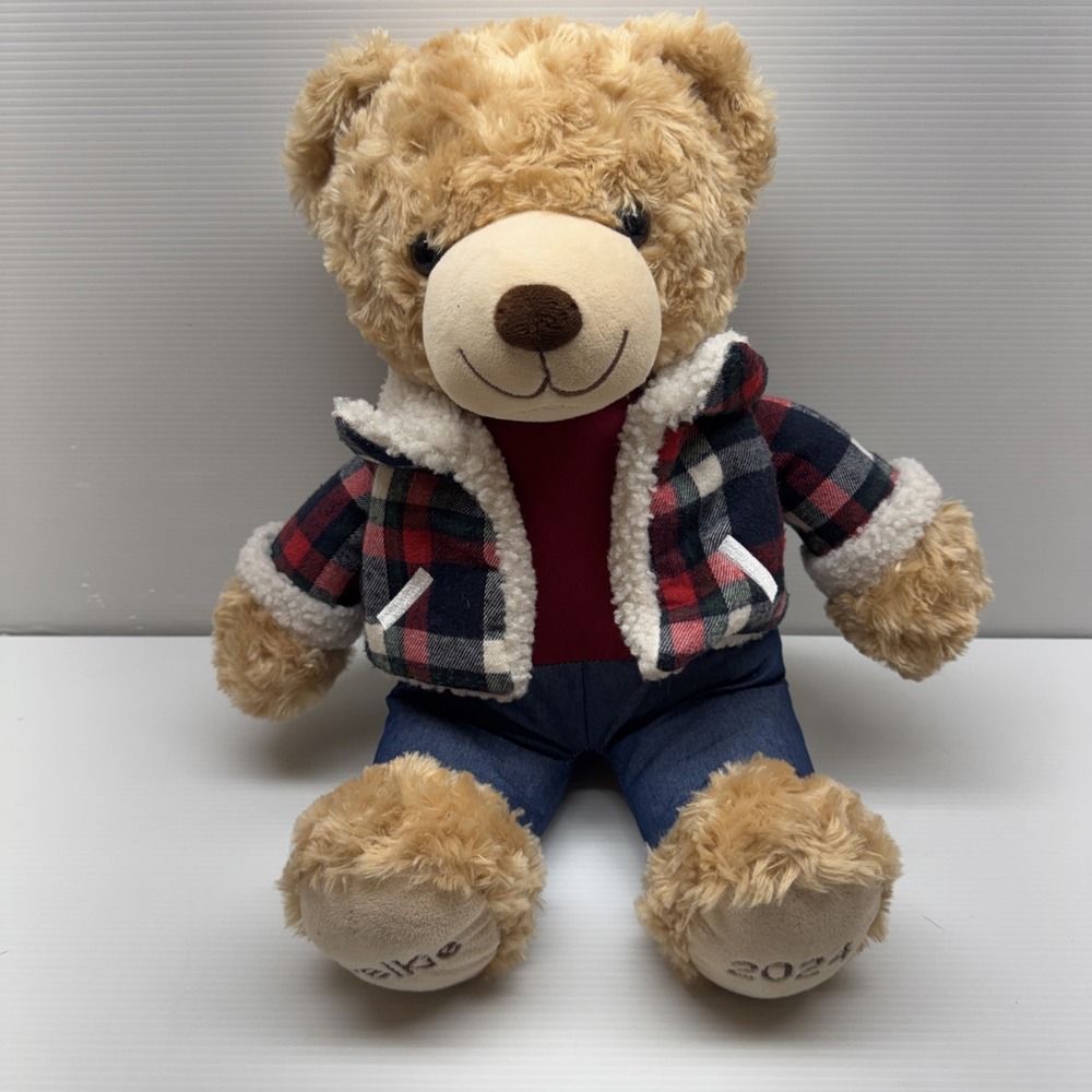 CHRISTMAS Belkie Bear 2024  Holiday Plush Plaid Coat Teddy Belk Department Store